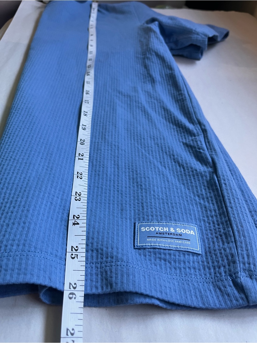 Scotch & Soda Blue Short-Sleeve Tee with Navy Collar Small - Picture 9 of 9